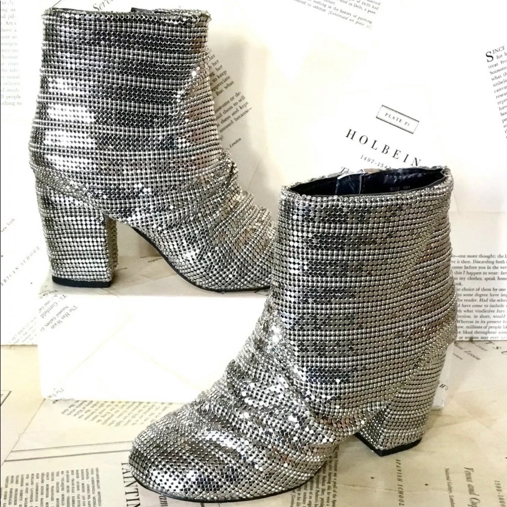 Free People Bling Metallic Boot silver Chainmail - Picture 5 of 6